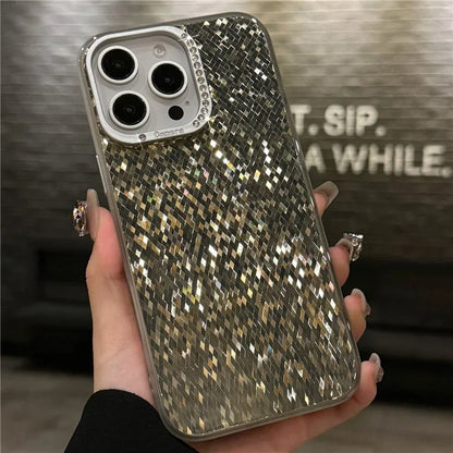 For iPhone 16 Pro Max Case IMD Rhombus Sparkling PC+TPU Phone Cover