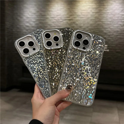 For iPhone 16 Pro Max Case IMD Rhombus Sparkling PC+TPU Phone Cover