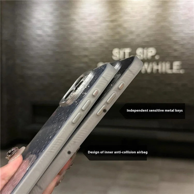 For iPhone 16 Pro Case IMD Rhombus Sparkling PC+TPU Phone Cover