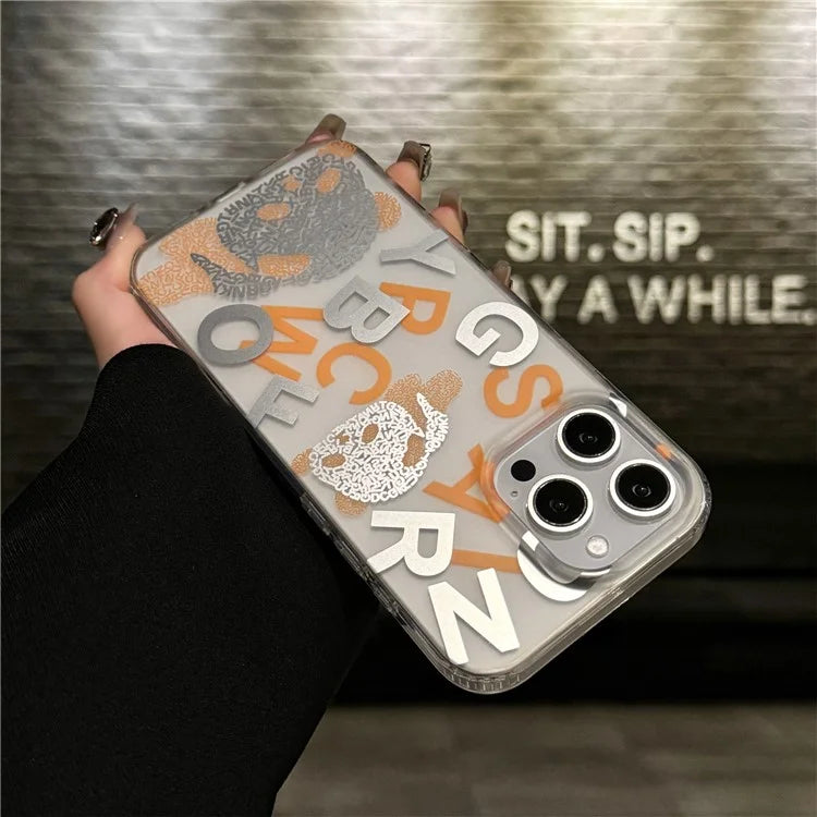 For iPhone 16 Pro Case IMD Panda PC+TPU Matte Texture Phone Cover