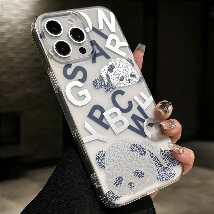 For iPhone 16 Pro Case IMD Panda PC+TPU Matte Texture Phone Cover