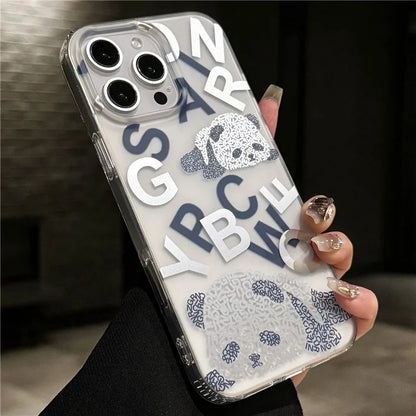 For iPhone 16 Pro Case IMD Panda PC+TPU Matte Texture Phone Cover