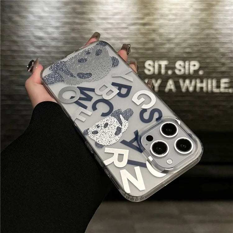 For iPhone 16 Pro Case IMD Panda PC+TPU Matte Texture Phone Cover
