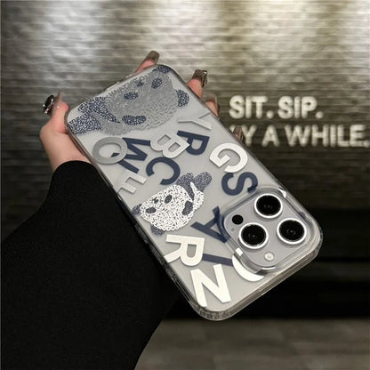 For iPhone 16 Pro Case IMD Panda PC+TPU Matte Texture Phone Cover