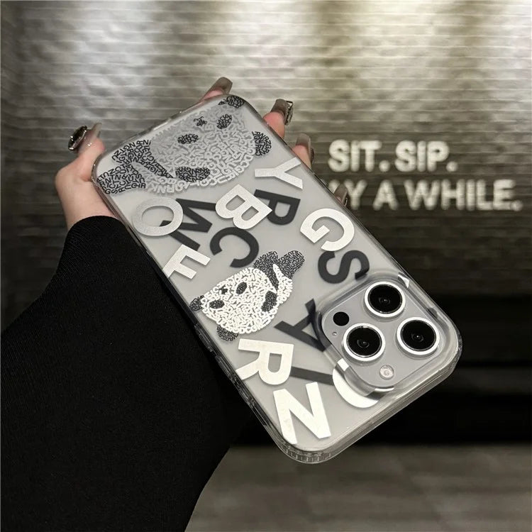 For iPhone 16 Pro Max Case IMD Panda PC+TPU Matte Texture Phone Cover