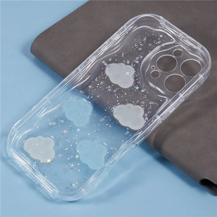 For iPhone 16 Pro Max Case Epoxy TPU 3D Pattern Anti-Fall Phone Cover - Cloud