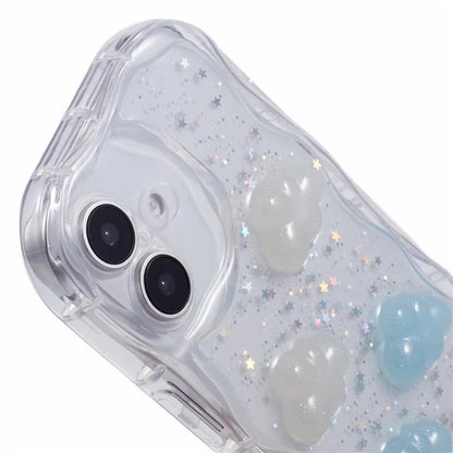 For iPhone 16 Case Epoxy TPU 3D Pattern Anti-Fall Phone Cover - Cloud