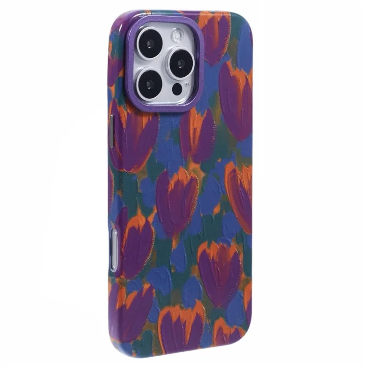 ARU For iPhone 16 Pro Max Case Oil Painting Design PC+TPU Noctilucent Phone Cover