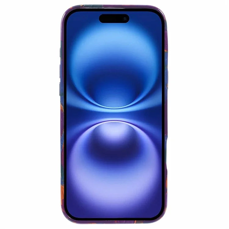 ARU For iPhone 16 Pro Max Case Oil Painting Design PC+TPU Noctilucent Phone Cover