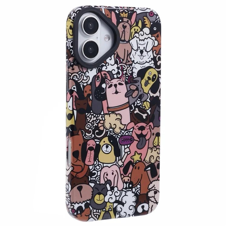 ARU For iPhone 16 Plus Case Cartoon Pattern PC+TPU Noctilucent Phone Cover