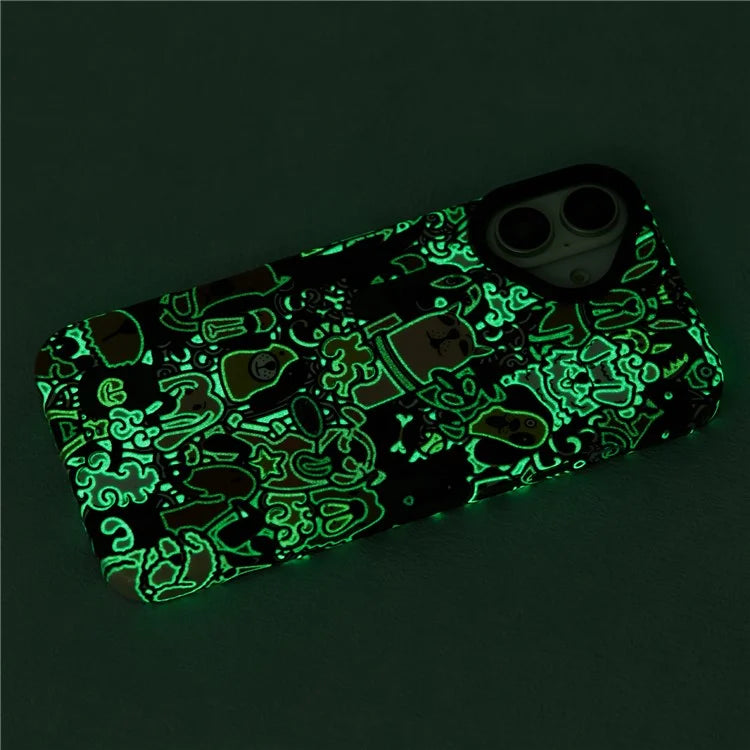 ARU For iPhone 16 Plus Case Cartoon Pattern PC+TPU Noctilucent Phone Cover