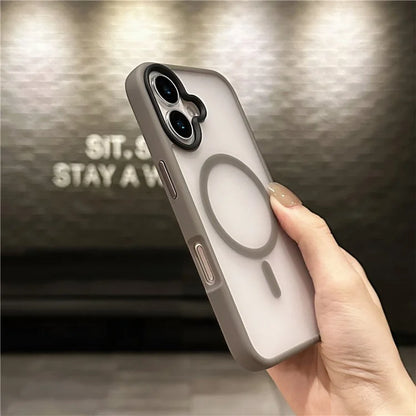 For iPhone 16 Plus Case Compatible with MagSafe Acrylic+TPU Translucent Matte Back Cover