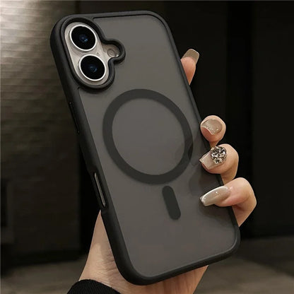 For iPhone 16 Case Compatible with MagSafe Acrylic+TPU Translucent Matte Back Cover
