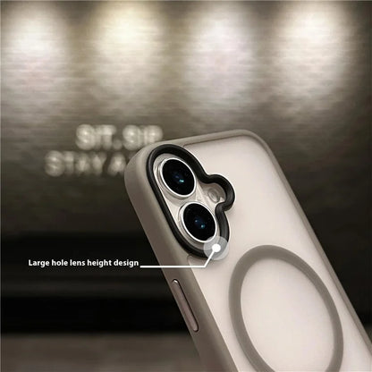 For iPhone 16 Case Compatible with MagSafe Acrylic+TPU Translucent Matte Back Cover