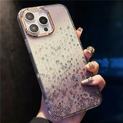 For iPhone 16 Pro Case IMD Bling Glitter PC+TPU Protective Cover