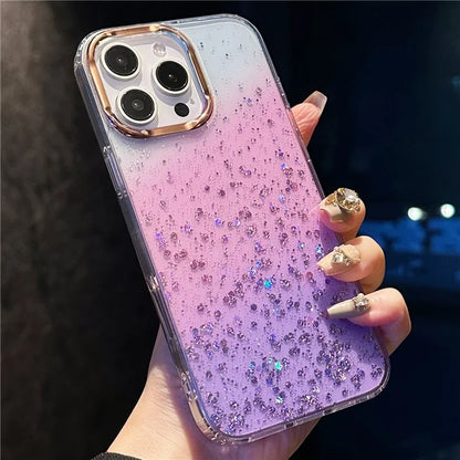 For iPhone 16 Pro Case IMD Bling Glitter PC+TPU Protective Cover