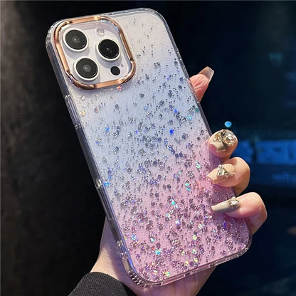 For iPhone 16 Pro Case IMD Bling Glitter PC+TPU Protective Cover