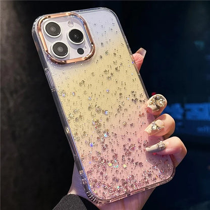 For iPhone 16 Pro Case IMD Bling Glitter PC+TPU Protective Cover