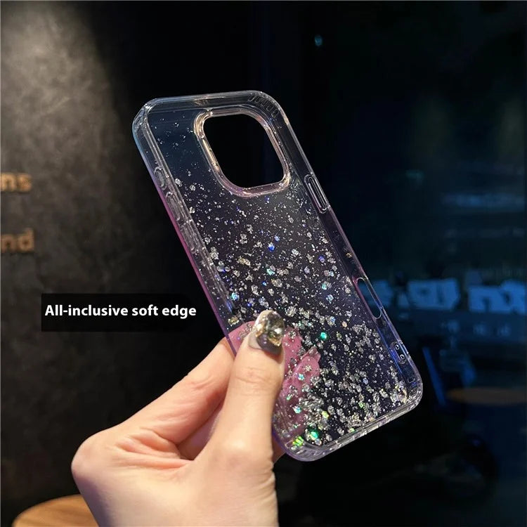 For iPhone 16 Pro Case IMD Bling Glitter PC+TPU Protective Cover