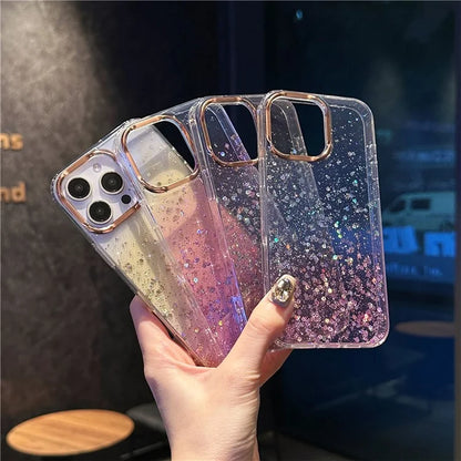 For iPhone 16 Pro Case IMD Bling Glitter PC+TPU Protective Cover