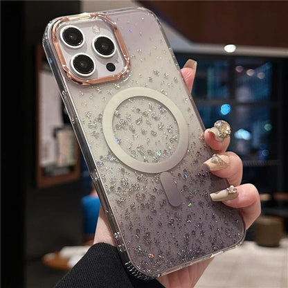 For iPhone 16 Pro Case Compatible with MagSafe IMD Bling Glitter PC+TPU Back Cover