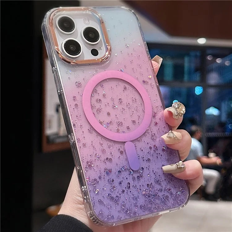 For iPhone 16 Pro Case Compatible with MagSafe IMD Bling Glitter PC+TPU Back Cover