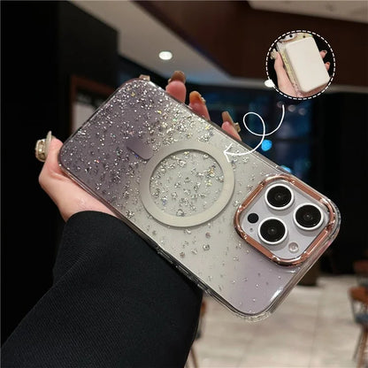 For iPhone 16 Pro Case Compatible with MagSafe IMD Bling Glitter PC+TPU Back Cover