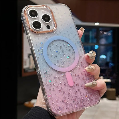 For iPhone 16 Pro Case Compatible with MagSafe IMD Bling Glitter PC+TPU Back Cover