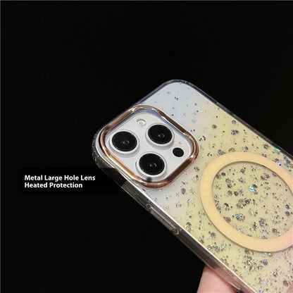 For iPhone 16 Pro Case Compatible with MagSafe IMD Bling Glitter PC+TPU Back Cover
