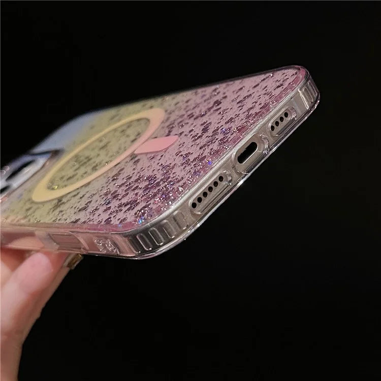 For iPhone 16 Pro Case Compatible with MagSafe IMD Bling Glitter PC+TPU Back Cover