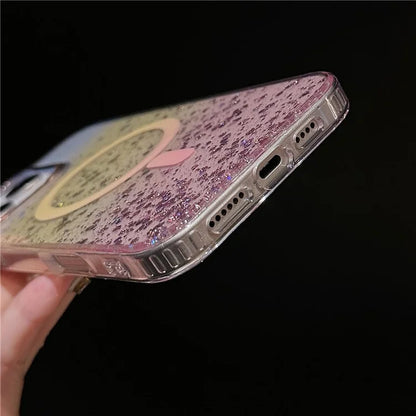 For iPhone 16 Pro Case Compatible with MagSafe IMD Bling Glitter PC+TPU Back Cover