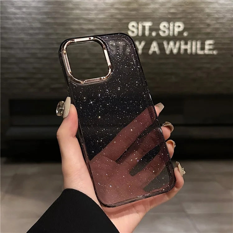 For iPhone 16 Pro Case IMD Sparkle Sequin PC+TPU Shockproof Phone Cover