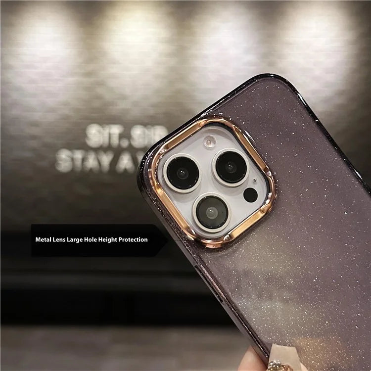 For iPhone 16 Pro Case IMD Sparkle Sequin PC+TPU Shockproof Phone Cover