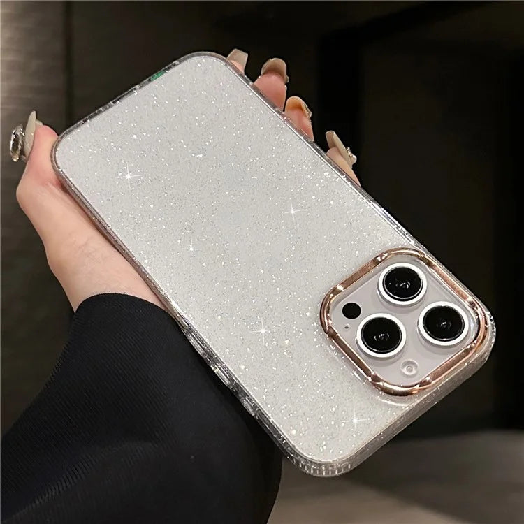 For iPhone 16 Pro Case IMD Sparkle Sequin PC+TPU Shockproof Phone Cover