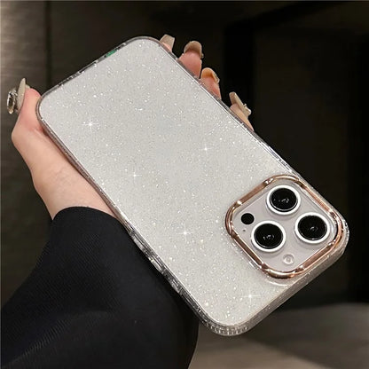 For iPhone 16 Pro Max Case IMD Sparkle Sequin PC+TPU Shockproof Phone Cover