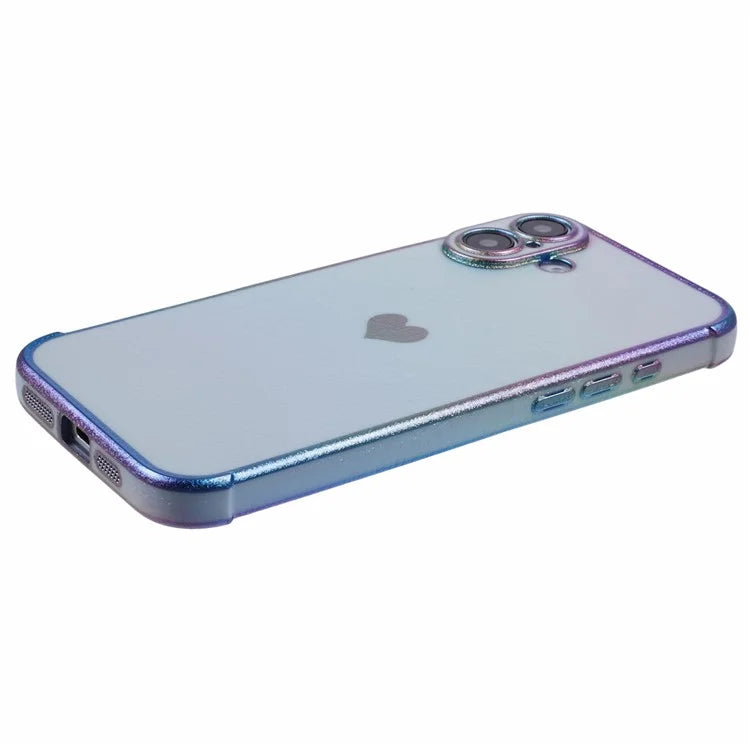 For iPhone 16 Case TPU Heart Pattern Iridescent Gradient Phone Cover