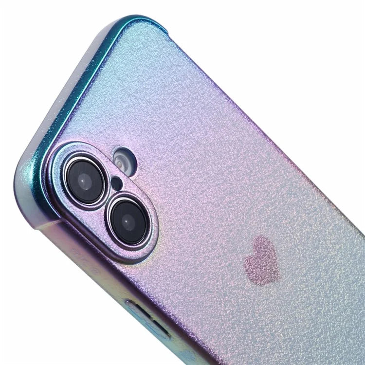 For iPhone 16 Case TPU Heart Pattern Iridescent Gradient Phone Cover