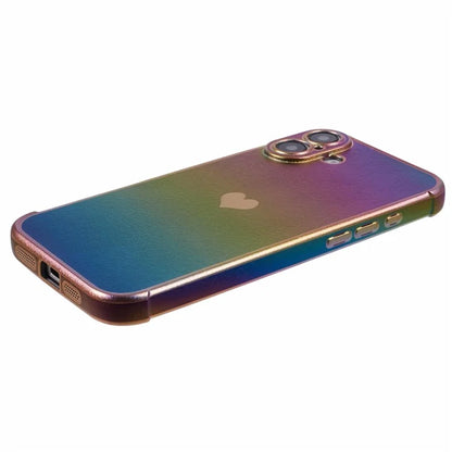 For iPhone 16 Case TPU Heart Pattern Iridescent Gradient Phone Cover