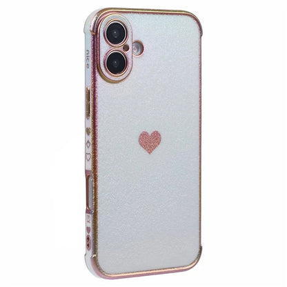 For iPhone 16 Case TPU Heart Pattern Iridescent Gradient Phone Cover