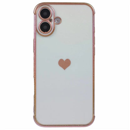 For iPhone 16 Case TPU Heart Pattern Iridescent Gradient Phone Cover