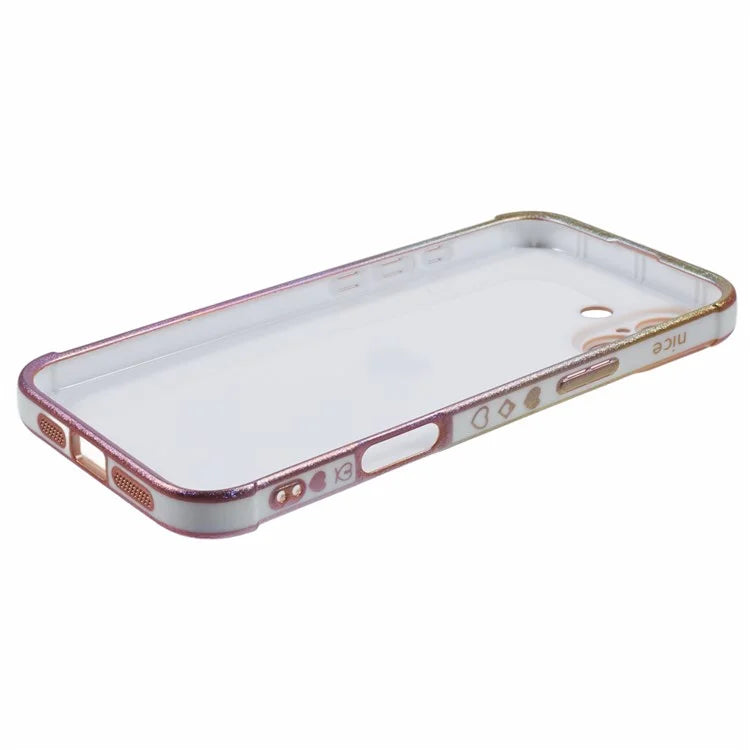 For iPhone 16 Case TPU Heart Pattern Iridescent Gradient Phone Cover