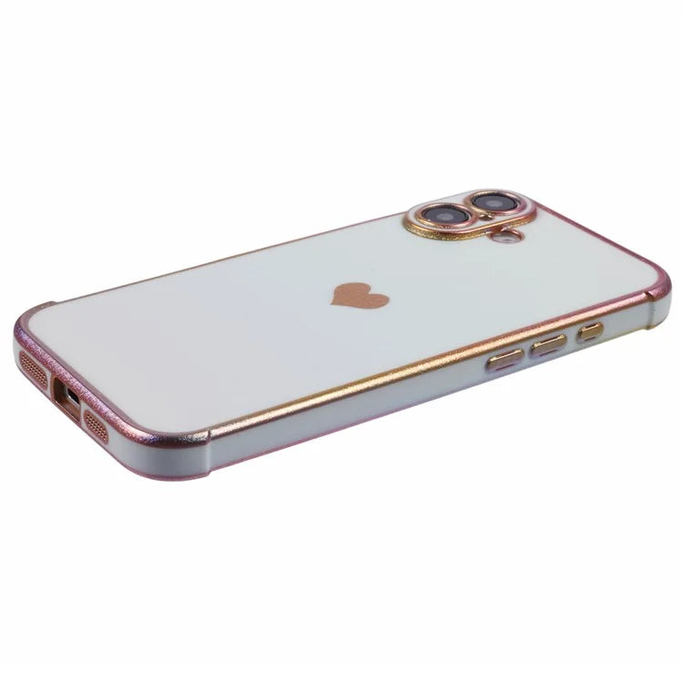For iPhone 16 Case TPU Heart Pattern Iridescent Gradient Phone Cover
