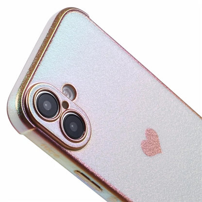For iPhone 16 Case TPU Heart Pattern Iridescent Gradient Phone Cover