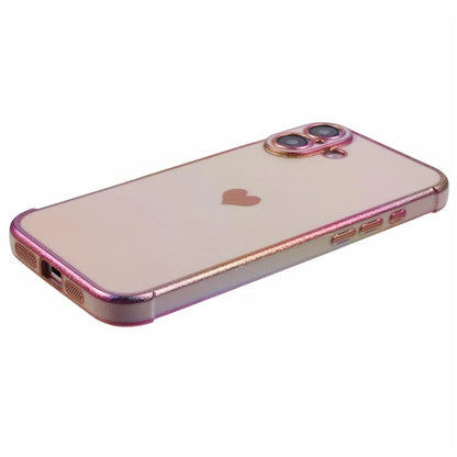 For iPhone 16 Case TPU Heart Pattern Iridescent Gradient Phone Cover
