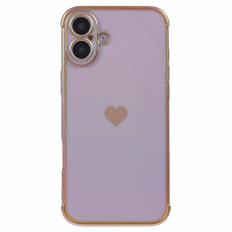 For iPhone 16 Case TPU Heart Pattern Iridescent Gradient Phone Cover