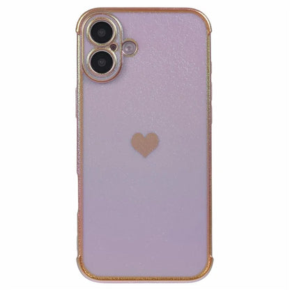 For iPhone 16 Case TPU Heart Pattern Iridescent Gradient Phone Cover