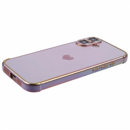 For iPhone 16 Case TPU Heart Pattern Iridescent Gradient Phone Cover
