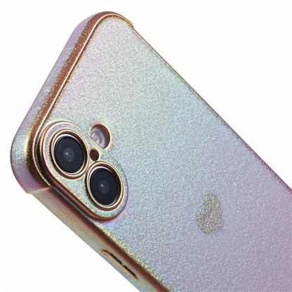 For iPhone 16 Case TPU Heart Pattern Iridescent Gradient Phone Cover