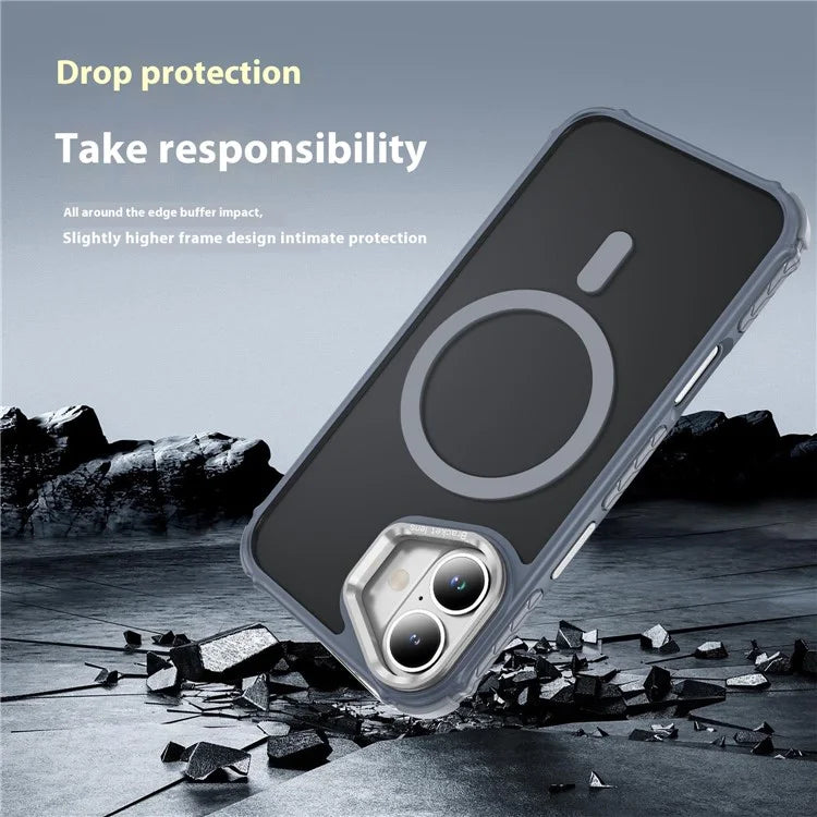 For iPhone 16 Plus Case with Lens Kickstand Matte Back Cover Compatible with MagSafe