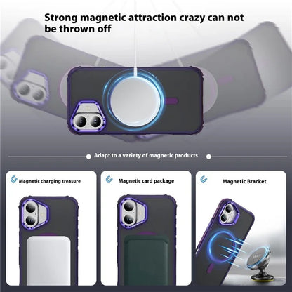 For iPhone 16 Plus Case with Lens Kickstand Matte Back Cover Compatible with MagSafe